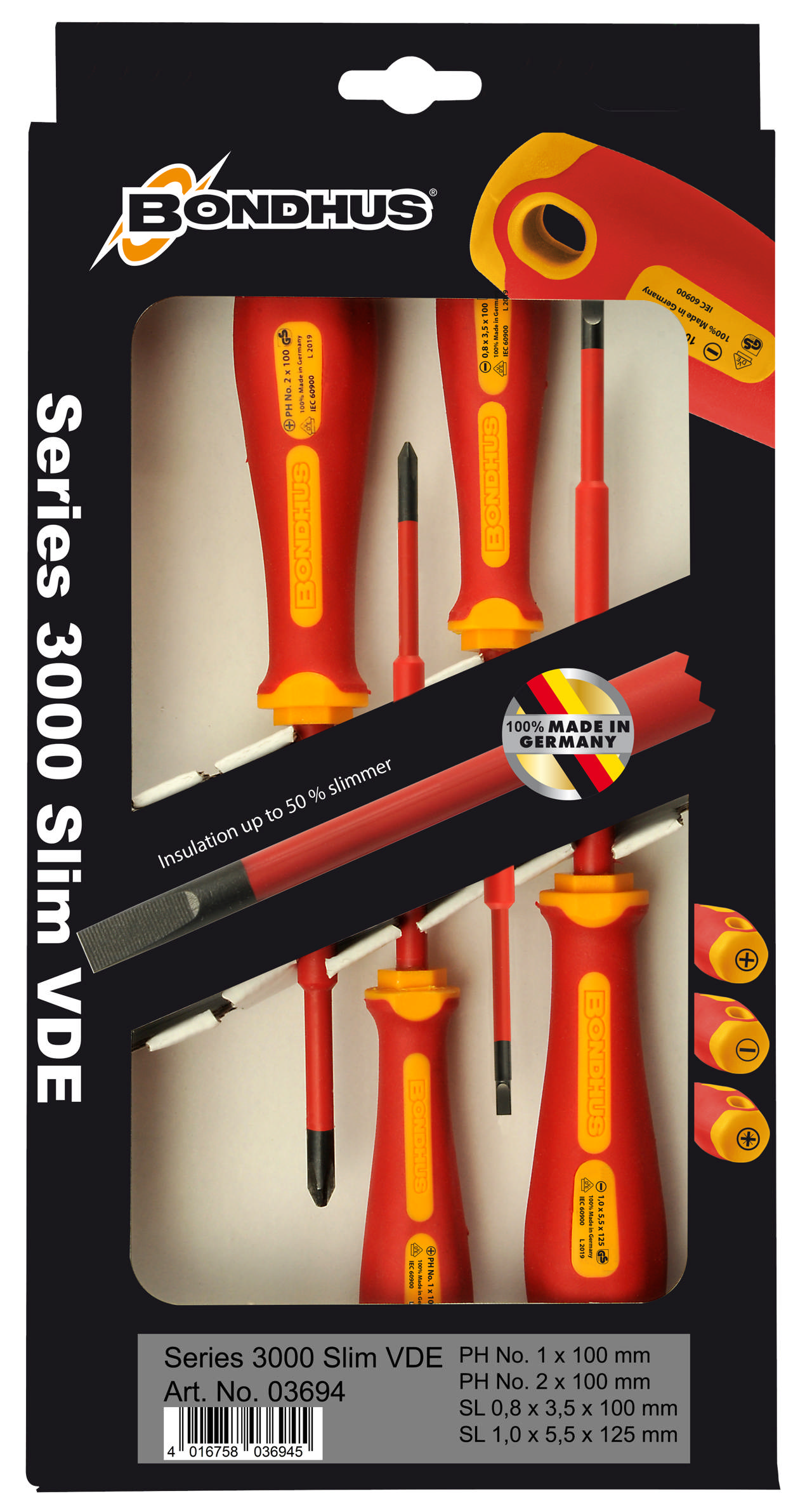 Skruetrækkersæt - VDE Slim, 4 dele