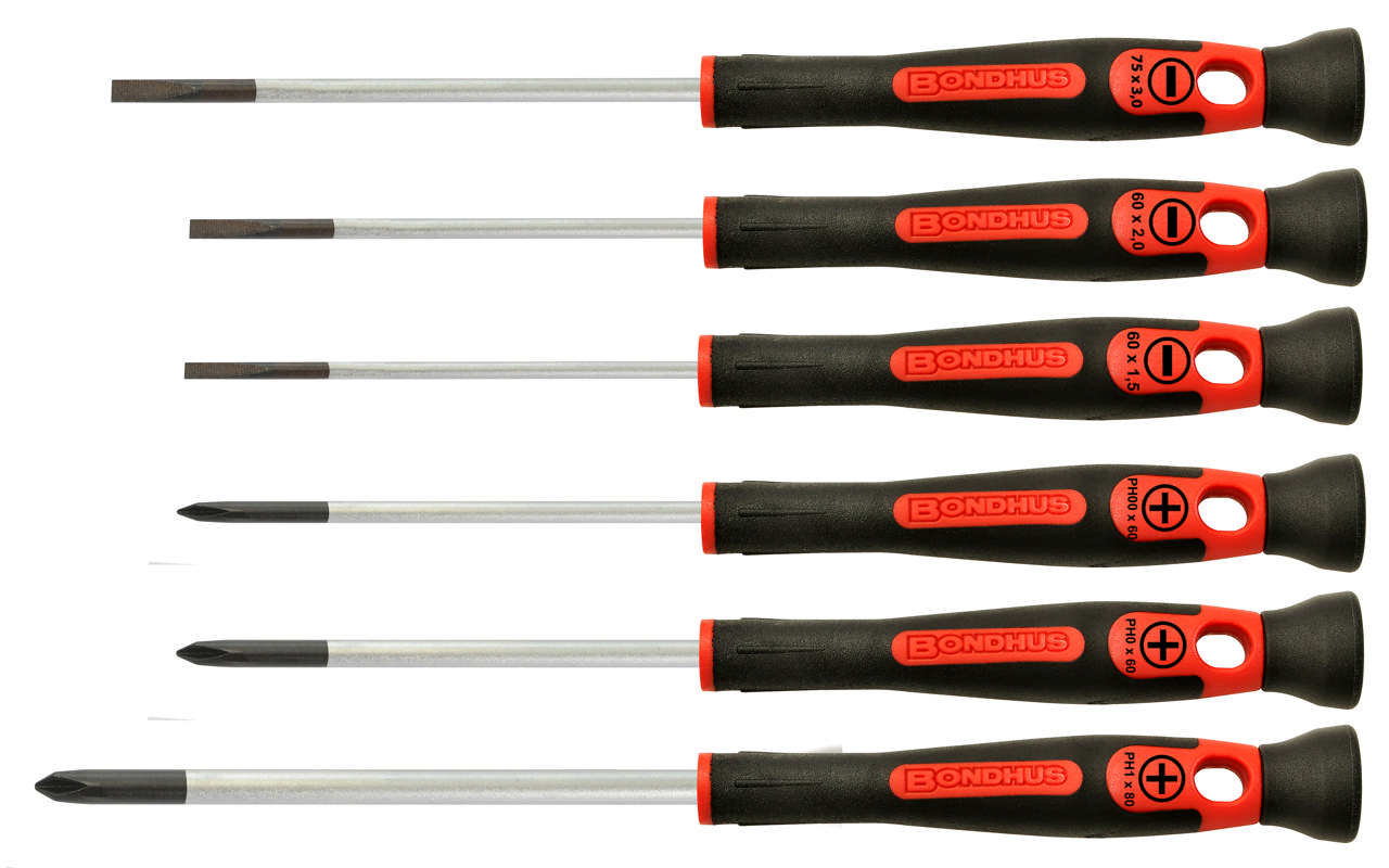 Skruetrækkersæt lige/PH/PZ, 6 dele