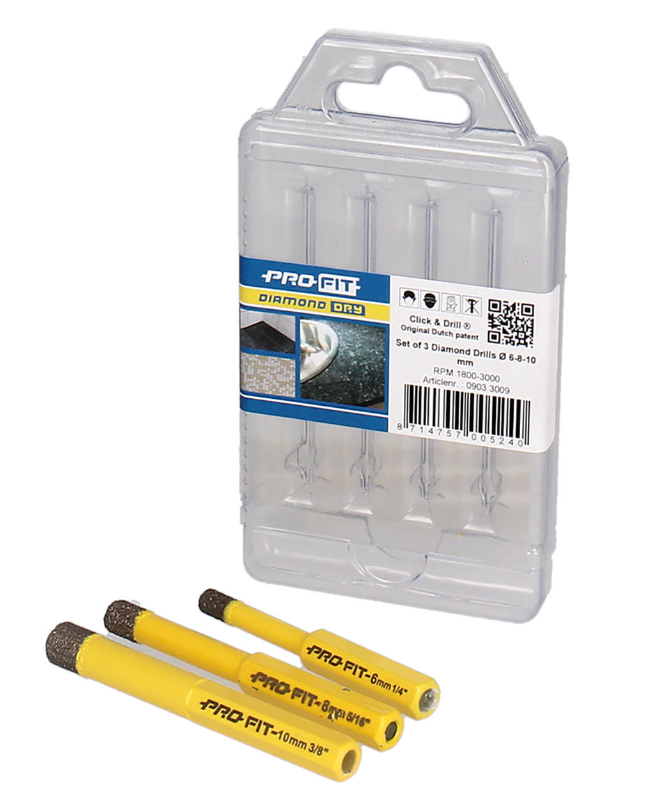 Diamantborsæt 3 dele: 6 - 8 - 10 mm