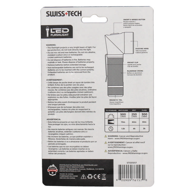 Swivel lygte, 500 LM