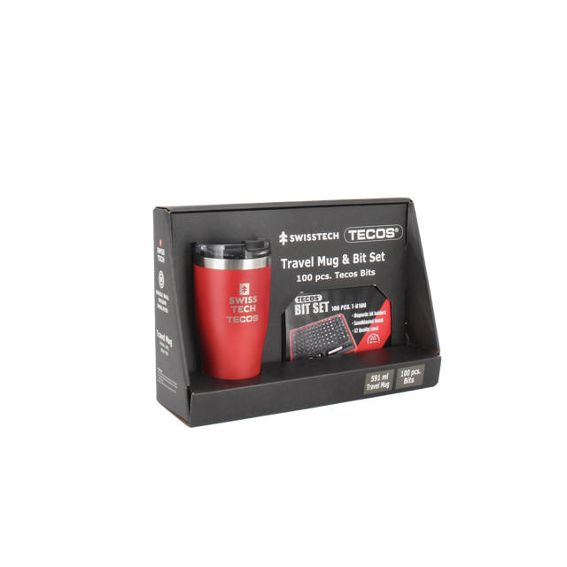 Sæt med Swisstech Termokop (591 ml) og Tecos bitssæt med 100 dele