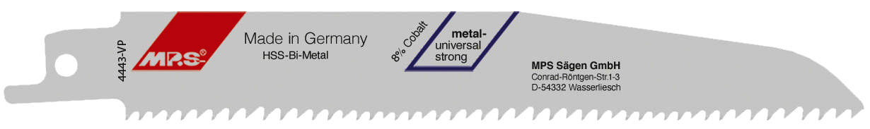 Bajonetsavklinge 4443-VP, 150 mm, tænder 2,5 - 3,2 mm / 8 - 10 tpi, Bimetal