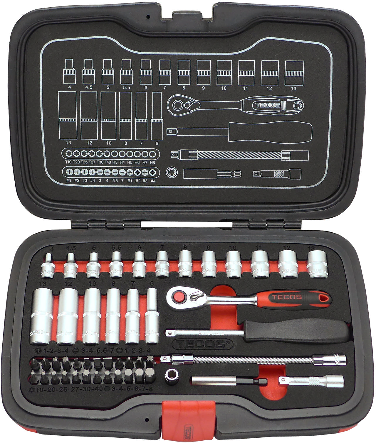 T-1848 Topnøglesæt, 1/4